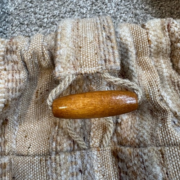 Vintage Handmade Tweed‎ Wool Wood Tote Shoulder Bag - Picture 10 of 16